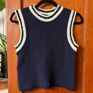 Rag & Bone Meghan Knit Black And Blue Sweater Vest Size Small